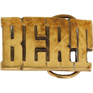 Etiqueta de nombre de latón nuevo Bert Robert Albert Burt, años 70, hebilla de cinturón vintage, estilo hippie, retro, con letras de burbuja, barra, Hola, mi Is
