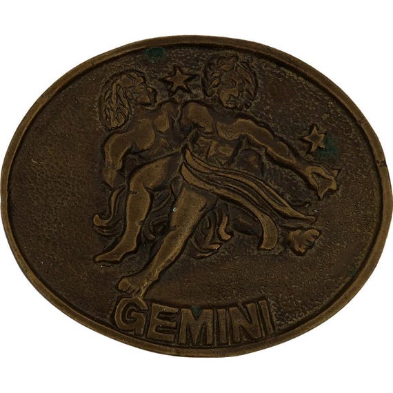Brass Gemini Zodiac Astrology Twins Horoscope Vintage Belt  display picture 3