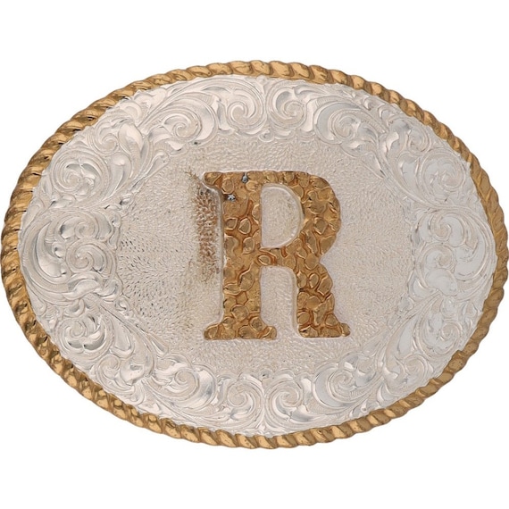 New Silver P R Letter Initial Name Ryan Robert Richard Rob NOS Vtg Belt Buckle Riley Roman Ryder Rowan Rhett Rafael River Remington Reece