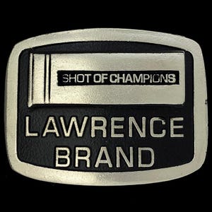 Hebilla de cinturón vintage Lawrence Brand Shotgun Shell Ammo Gun Firearm Hunt Western 1980s Nos