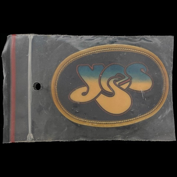 Yes Roger Dean Rock Roll Music Pacifica Band Aucoin 1970s NOS Vintage Belt Buckle Record Album N Concert Mfg Memorabilia Logo Hippie Tour