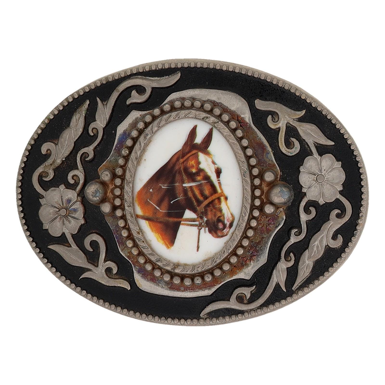 Western horses horse horseshoe farrier belt buckle Horseshoe Leather Belt | Equestrian | Farrier | Horse Riding  main image 3