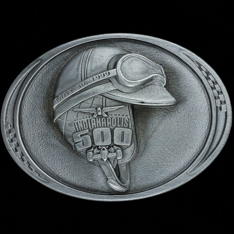 New 83rd Indianapolis 500 Helmet Indy Motor Speedway Open Wheel Car Racing Fan Gift Pit Badge 1999 NOS Vintage Belt Buckle