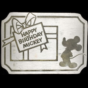 Mickey Mouse 50th Birthday Walt Disney California Collectible Disneyana Collector Gift Tv Movies Cartoon Vintage NOS 70s 1970s Belt Buckle