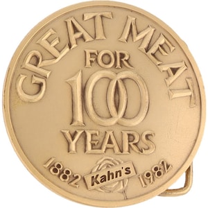 Brass Kahns Hot Dog Meat Processing Cincinnati Ohio Clock 1980s Nos Vintage Belt Buckle Industry