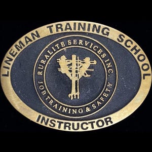 Bronze Lineman Training School Telephone Apprentice Lineworker Vintage Belt Buckle Journeyman Program Apprenticeship Ruralite Services Line
