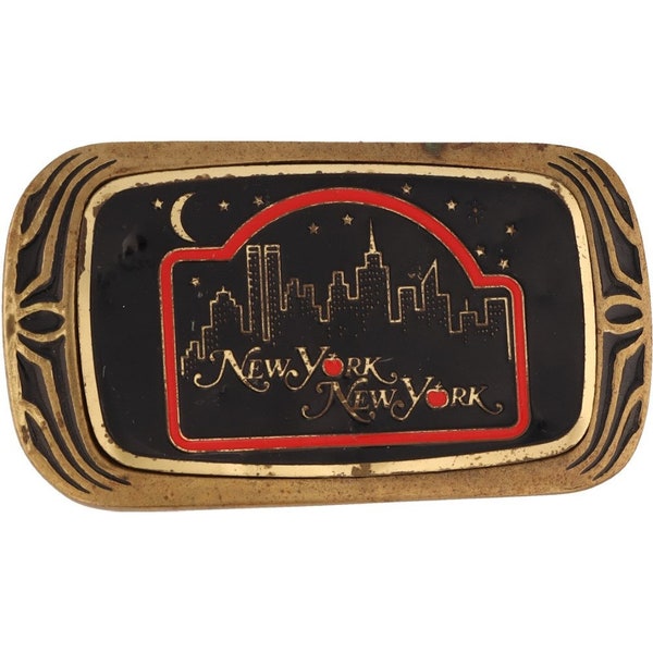 Brass New York City Ny Nyc Yorker State Big Apple 80s Vintage Belt Buckle Travel Skyline Twin Towers