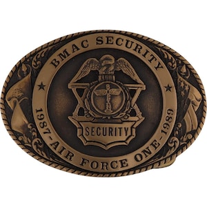 Nuova fibbia per cintura vintage Boeing Military Airplane Co. Bmac Af1 Security NOS Air Force One Guard Wichita Kansas USAF Air Force