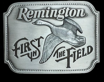 Remington Rifle Shotgun Canadian Goose Geese Bird Hunting Hunter Hunt Western Cowboy Gift Nos Collectible Memorabilia Vintage Belt Buckle