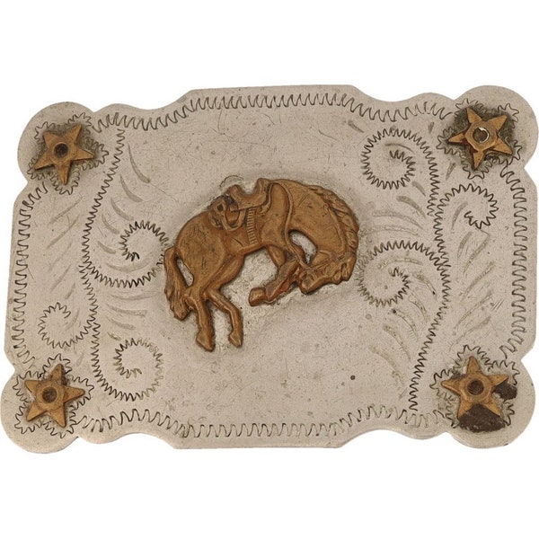 G Silver Rodeo Cowboy Bucking Horse Bronc Bronco Rider 70s Vintage Belt Buckle Handmade Trophy Nfr Prca Cowgirl Professional Western Wear