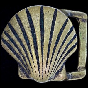 Brass Sea Shell Ocean Dive Surfer Cool Hippie Seashell 1970s Vintage Belt Buckle Nautical Wanderlust Travel Island Tropical Beach Surf Swim