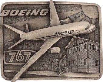 New Boeing Aircraft 737 747 757 707 Commercial Aviation Nos Vintage Belt Buckle Logo Bomber Aerospace Military 767 727 Airplane Plane Pilot