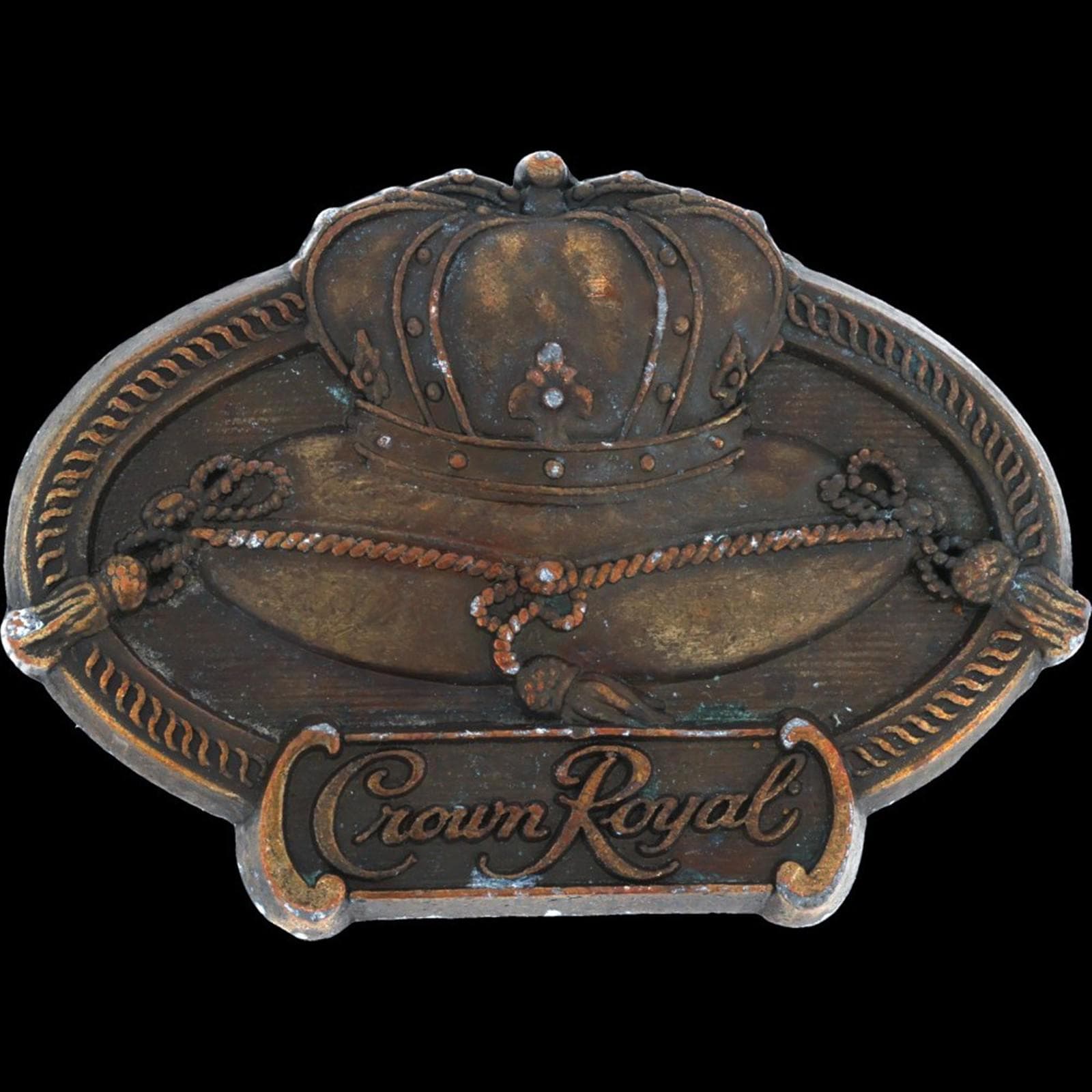 TI09153 VINTAGE 1970s **CROWN ROYAL** WHISKEY BOOZE ADVERTISEMENT BELT‎ BUCKLE 70 main image 3