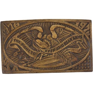 Segunda Enmienda Derechos de Armas Artículo II Oeste 1970s Nos Vintage Hebilla de Cinturón Milicia Arma de Fuego Vaquero Cazador Caza Águila Rifle Pistola