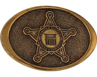 Vintage United States Secret Service Brass Belt Buckle US Secret Service Badge Presidential Guard Solid Brass  main image 4