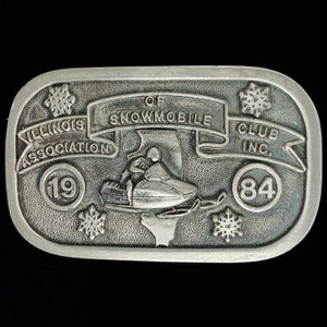 Illinois Association Of Snowmobile Club Snowmobiling Sports 1980s 1984 Unworn NOS Vintage Belt Buckle