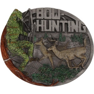 Bogenjäger Jagdpfeil Bogenschießen Bogenjagd Elch Hirsch NOS Vintage Gürtelschnalle Recurve Verbindung Pse Whitetail Buck Cowboy Breitkopf