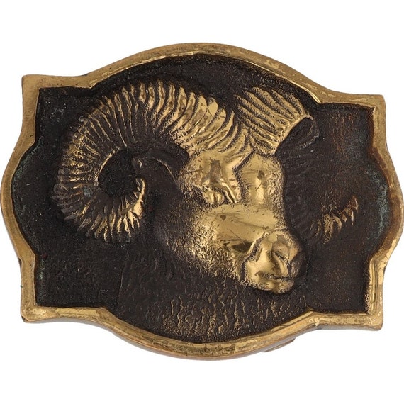 Brass Ram Big Horn Sheep 666 Cowboy Hippie Wester… - image 1