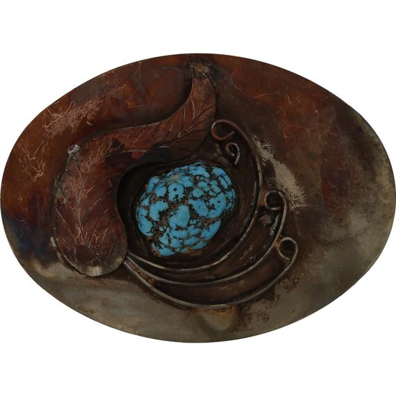 N Silver Turquoise Southwest Leaf Stone Artisan Western  display picture 3