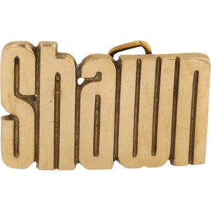 Etiqueta de nombre de Shawn Sean de latón nuevo, hebilla de cinturón vintage de los años 70 con letras de burbuja estilo hippie retro, estilo hippie, de Hello My Is