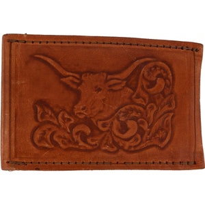 Cattle Skull Texas Longhorn Steer Bull Western Cowboy 70s Vintage Belt Buckle Hidden Stash Travel Wallet Cowgirl Rancher Southwest Floral