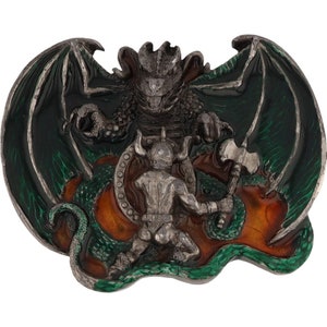 Xl Dragon Biker Gothic Hippie Goth Creature Medieval Fantasy Vintage Belt Buckle Mythical Firebreathing Monster Slayer George Slaying