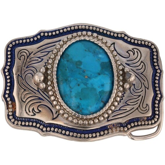 Vintage Southwestern Boho Tribal Design Turquoise Stone Metal Belt Buckle Amazon.com: CRAFTMEMORE Western Belt Buckle with Turquoise  main image 3