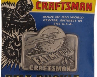 Sear Handwerker Gehrung Kreissäge Zimmermann Bau Nos Vintage Gürtelschnalle Holzarbeiter Zuschnitt Baumeister Arbeit Handy Reparatur Mann Werkzeug