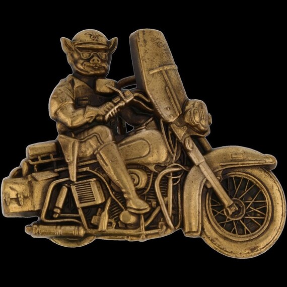 Brass Police Pig Cop Hog Officer Biker Motorcycle… - image 3