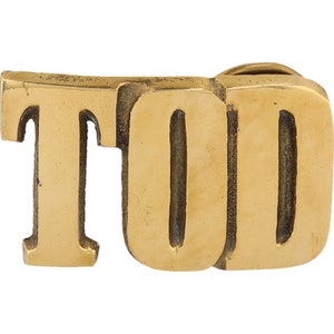 Etiqueta de nombre Tod Todd de latón nueva, hebilla de cinturón vintage de los años 70 con letras de burbuja estilo hippie retro, estilo hippie, con texto "Hola a todos"