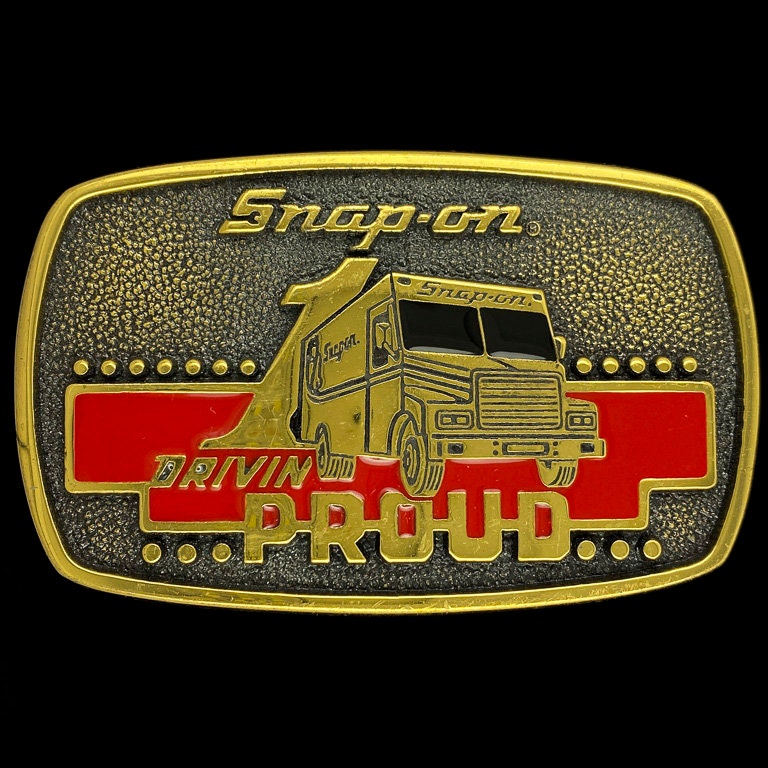 Snap On Tools #1 Wrench Socket Mechanic Wrencher 80s Brass Commemorative Memorabilia Collectible Vintage Belt Buckle