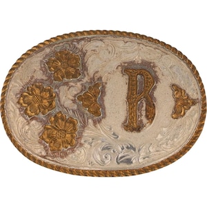 Nueva hebilla de cinturón vintage plateada con la letra P R y el nombre inicial Ryan, Robert, Richard, Rob, Riley, Roman, Ryder, Rowan, Rhett, Rafael, River, Remington, Reece