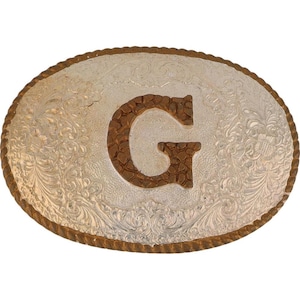 Nueva hebilla de cinturón vintage plateada con la letra P G y el nombre inicial Greg Gary Gregory Grant Gabriel Grace Gavin Georgia Graham Gracie Gage Greta Gene