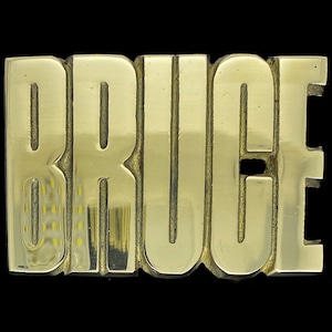 Bruce Name Retro Old School Hippie Western Solid Brass 1970s NOS Collectible Vintage Belt Buckle