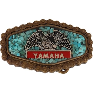 Brass Turquoise Yamaha Motorcycle Dirt Bike Motocross 1970s Vintage Belt Buckle Rider Xs1100 Xs Eleven Atv Atc Enduro Biker Mx Sx Off Road