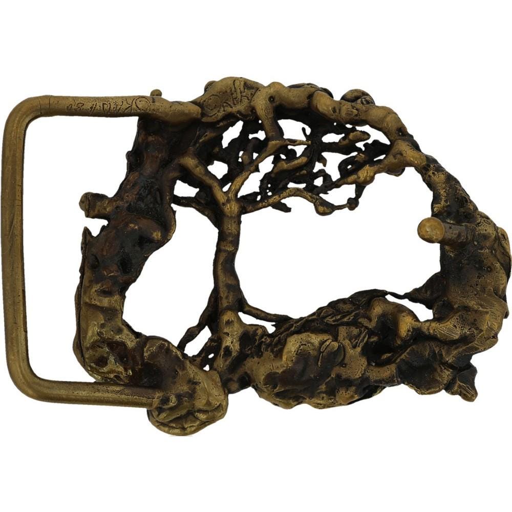 Brass Brutalist Tree Life Boho Hippie Hippy Handmade 70s 