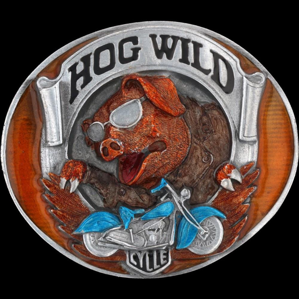 New Hog Wild Pig Motorcycle Rider Leather Jacket Vintage  display picture 3