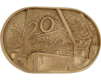 Nuevo latón 20th Century Fox Tv Movie Film Studio 1970s Nos Vintage Belt Buckle Películas de dibujos animados Películas Searchlight Hollywood