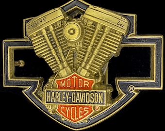 Brass Harley-Davidson Motorcycle Bar Shield V Twin Logo Biker 1990s NOS Vintage Belt Buckle Bike Rider Owner Hd Easy Easyriders Motorbike