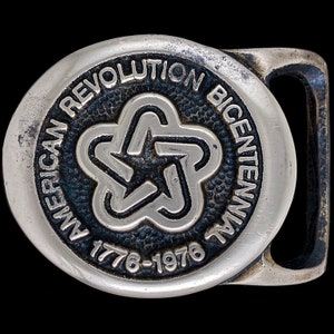 Tech Ether Guild American Revolution Bicentennial 1776-1976 Pride Merica America Usa Patriotic Hippie Art Brass 1970s Vintage Belt Buckle