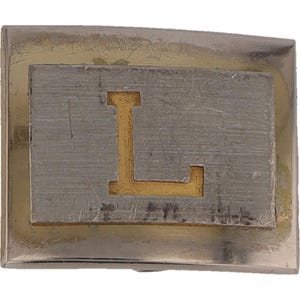 Letra Sm L Nombre inicial Luke Lucas Larry Lawrence Lloyd Hebilla de cinturón vintage de los años 80 Vaquera Western Floral Plata Oro