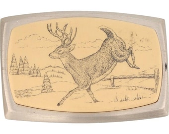 Buck Deer Stag Hunting Hunter Western Cowboy 1990s Vintage Belt Buckle Mule Hunt Elk Archery Bow Game Whitetail Season Trophy Gear