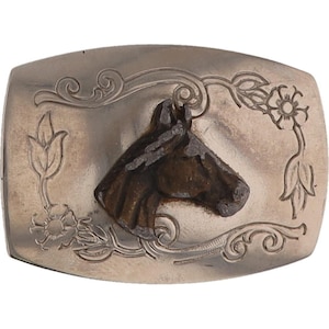 Sm Western Horse Head Floral Cowboy Horseback Riding Cowgirl Vintage Belt Buckle Equestrian Stallion