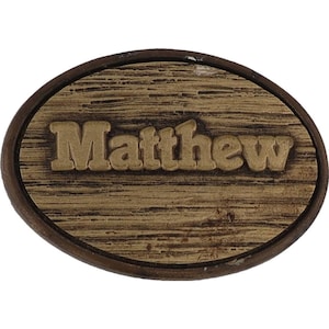Sm Matt Matthew - Hebilla de cinturón con nombre personalizado para niños, estilo retro NOS, estilo hippie, estilo retro, con letras de burbuja, para la vuelta al cole