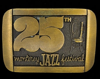 MJF Monterey California Jazz Festival 25th Music Brass Trumpet Band Rare 1970s NOS Vintage Belt Buckle Saxophone Musician Guitar Sax Blues