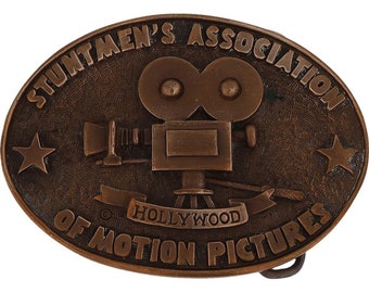 Bronze Hollywood Stuntmens Association Motion Pictures Sa Al Shelton 1970s Vintage Belt Buckle Brad Pitt Stunt Man Unlimited Movie Tv