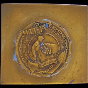 Brass Usmc Marine Corps Mcl Parade Ceremony League Mp Di 70s Vintage Belt Buckle Logo Insignia Military Vet Soldier Semper Fi Us Globe Eagle