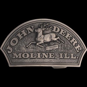 John Deere Agriculture Deer Farming Farm Equipment Logo Nos Vintage Belt Buckle Machinery Industrial Ag Agriculture Agricultural