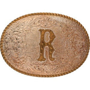 Nueva hebilla de cinturón vintage plateada con la letra P R y el nombre inicial Ryan, Robert, Richard, Rob, NOS, Riley, Roman, Ryder, Rowan, Rhett, Rafael, River, Remington, Reece