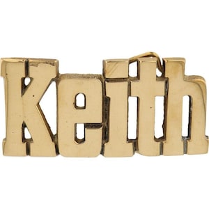 Etiqueta de nombre nueva de latón Keith Kenneth Kenny Ken, hebilla de cinturón vintage de los años 80 con letras de burbuja estilo hippie retro, Hola mi amor